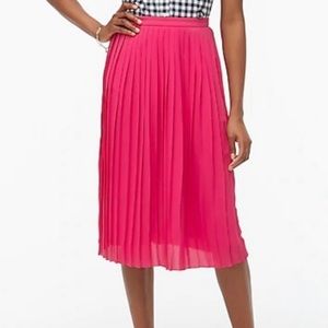 J.Crew bright pink fuchsia midi pleated skirt size 12 NWT